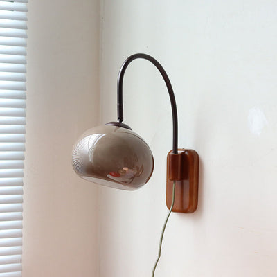 European Minimal Glass Solid Wood 1-Light Wall Sconce Lamp