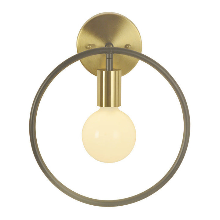 Aplique de pared contemporáneo nórdico redondo de hierro de 1 luz para sala de estar 