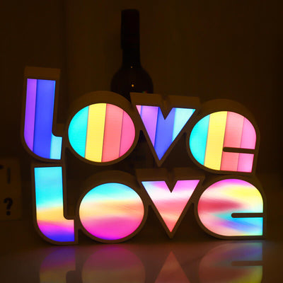 Lámpara de mesa de luz nocturna de decoración LED de cartas de amor creativas para bodas y San Valentín 