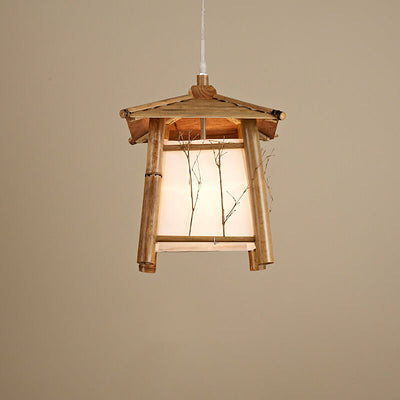 Japanese Rustic Vintage Bamboo Weaving 1-Light Pendant Light