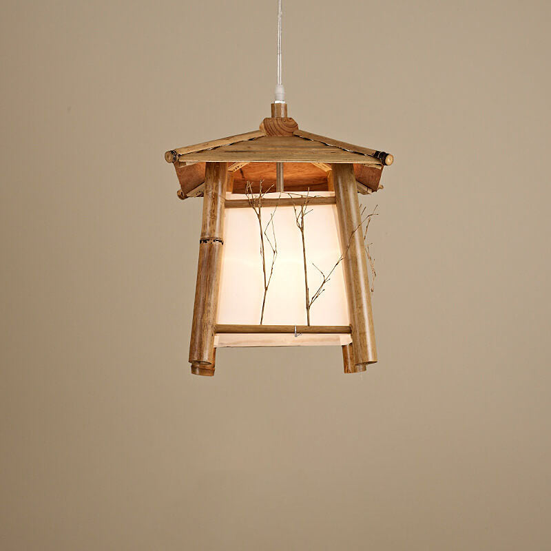 Japanese Rustic Vintage Bamboo Weaving 1-Light Pendant Light