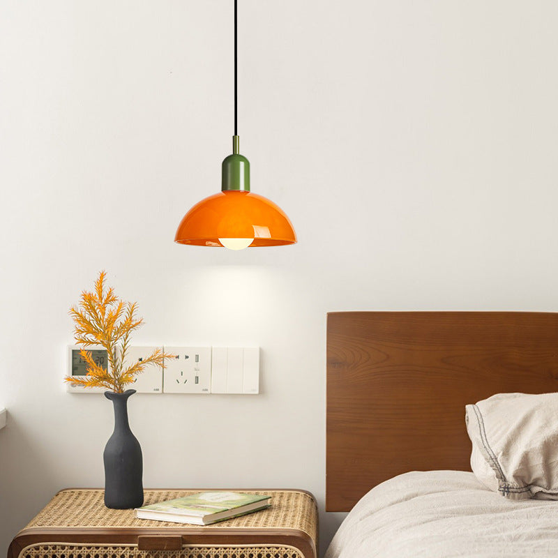 Modern Minimalist Glass Hemisphere 1-Light Pendant Light