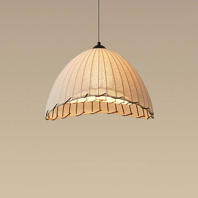 Japanese Wabi-sabi Striped Fabric Dome 1-Light Pendant Light