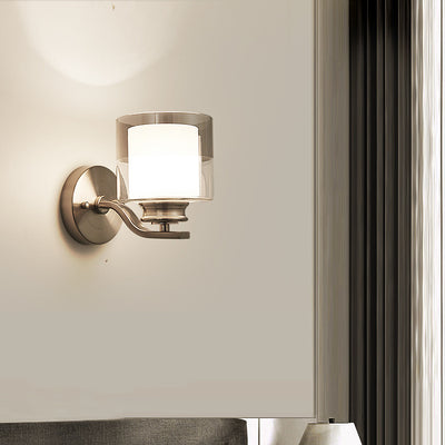 Nordic Minimalist Glass Cone Sand Nickel 1-Light Wall Sconce Lamp