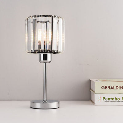 Moderner minimalistischer Glassäulen-Schirm 1-Licht Tischlampe 