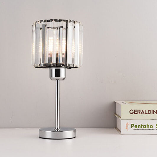 Moderner minimalistischer Glassäulen-Schirm 1-Licht Tischlampe 