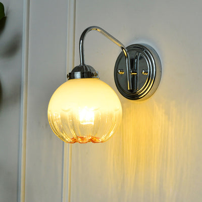 European Light Luxury Flower Pod Glass Iron 1-Light Wall Sconce Lamp