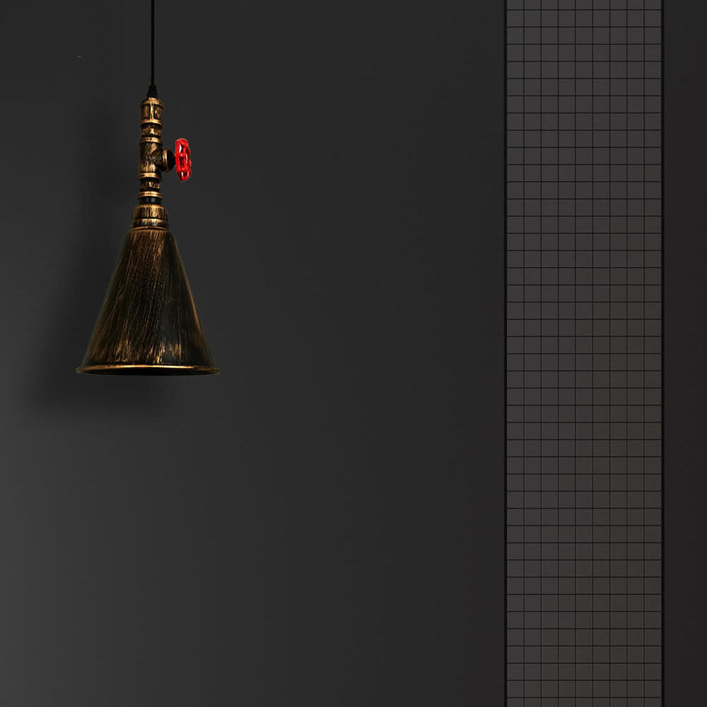 Moderne industrielle 1-flammige Pendelleuchte aus Eisen in Kegelform mit Wasserrohr-Design für das Wohnzimmer 