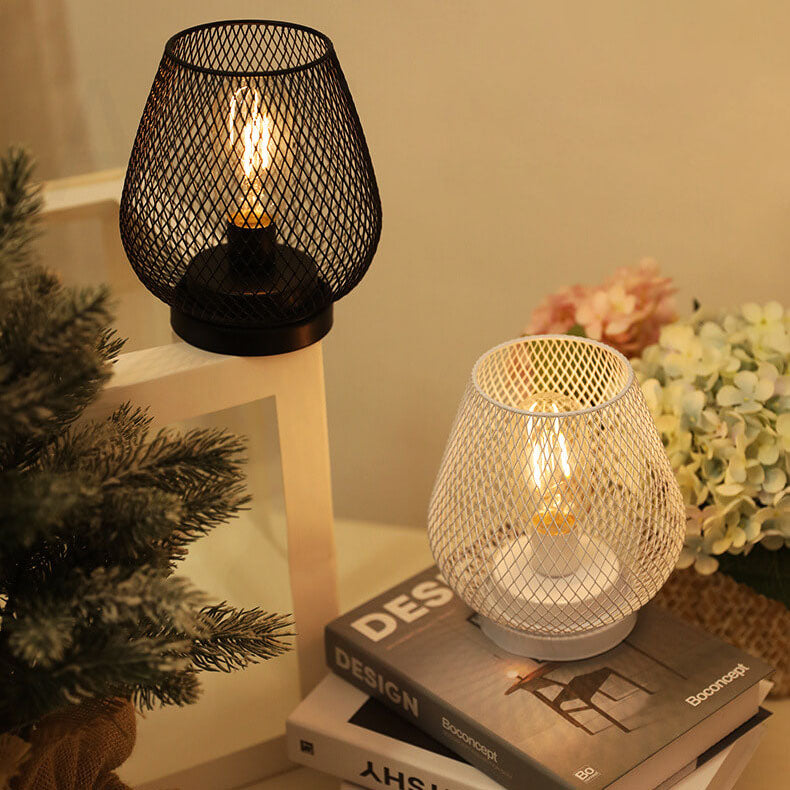 Moderne minimalistische Batterie-Raster-Eisen-Glas 1-Licht Tischlampe 