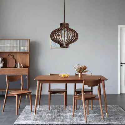 Nordic Vintage Basswood Oval Geometrie 1-Licht Pendelleuchte 