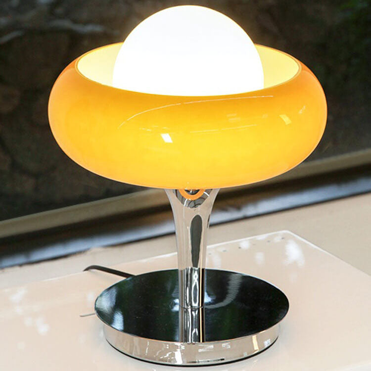 Vintage Glass Egg Tart Iron Base 1-Light Table Lamp