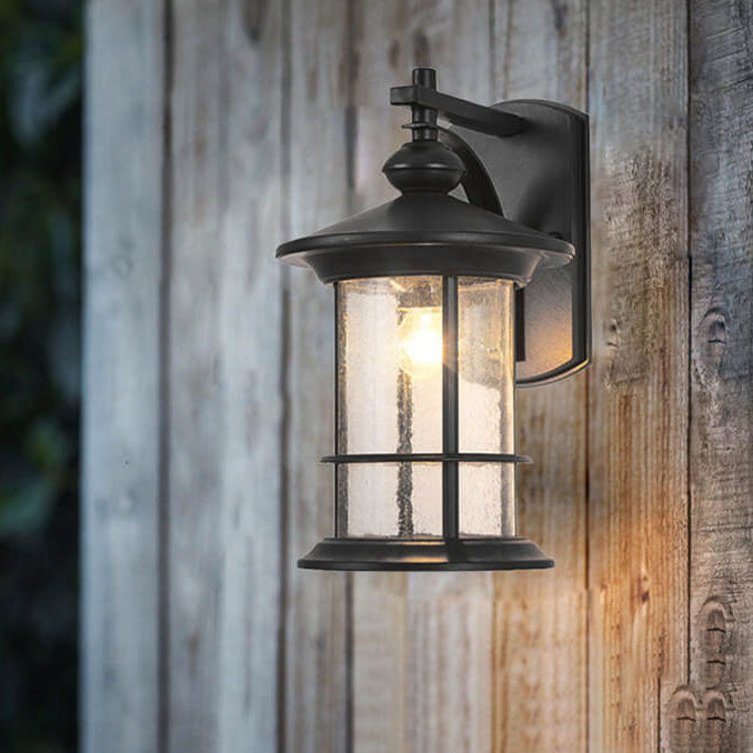 Industrial Vintage Bubble Glass Column 1-Light Outdoor Waterproof Wall Sconce Lamp