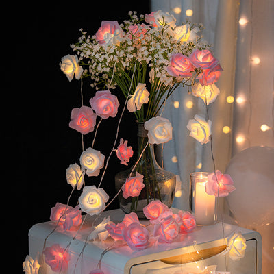 Modern Creative Rose Holiday Decoration PV Bubble Mu LED String Lights