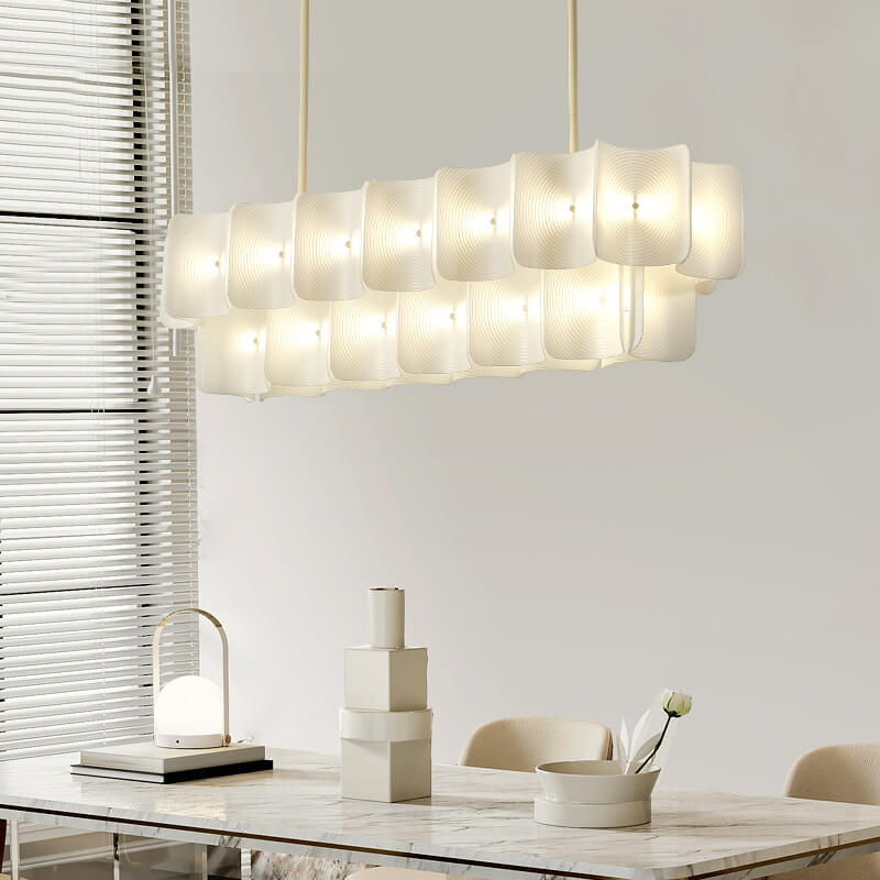 Moderne kreative runde rechteckige Eisen-Aluminium-PMMA-LED-Insel-Licht-Kronleuchter 
