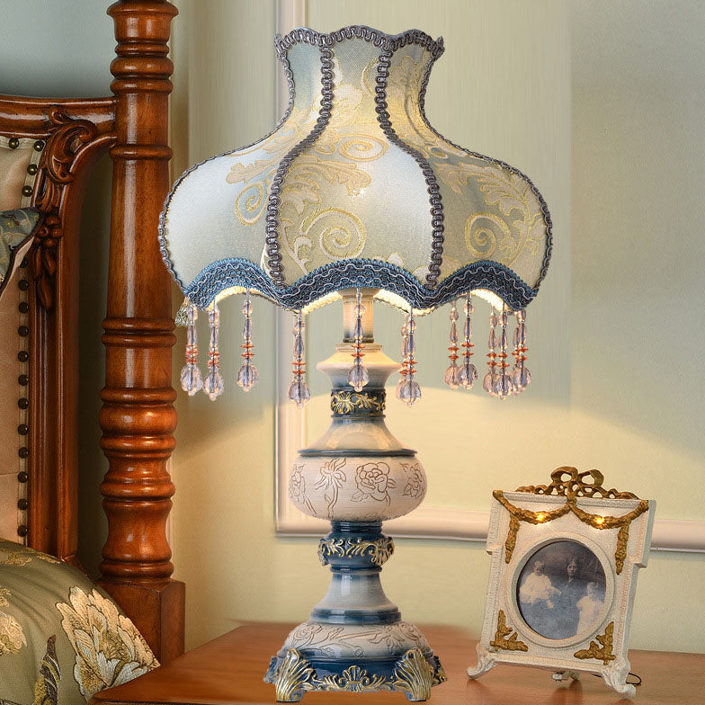 Lampe de table à 1 lumière en résine à fleurs de luxe Europe Retro Light 
