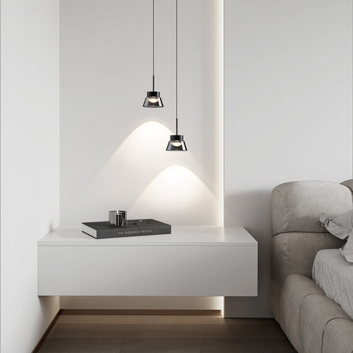 Modern Minimalist Smoke Gray Aluminum Glass Cone Acrylic LED Chandelier for Living Room