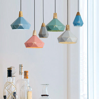 Nordic Geometry Macaron Solid Color Iron 1-Light Pendant Light