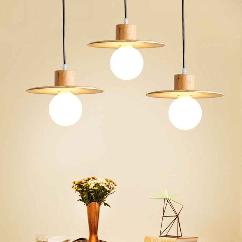 Nordic Minimalist Iron Wood Art 1/3-Light Island Light Chandelier