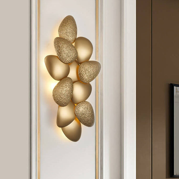 Moderna lámpara de pared de lujo de acero inoxidable dorado con 3/6 luces estilo guijarro 