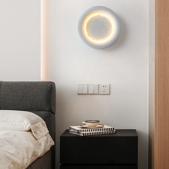 Modern Creative Moon Round Cement LED Wall Sconce Lamp