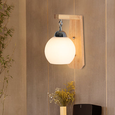 Nordische minimalistische rustikale 1-flammige Wandleuchte aus Holzglas 