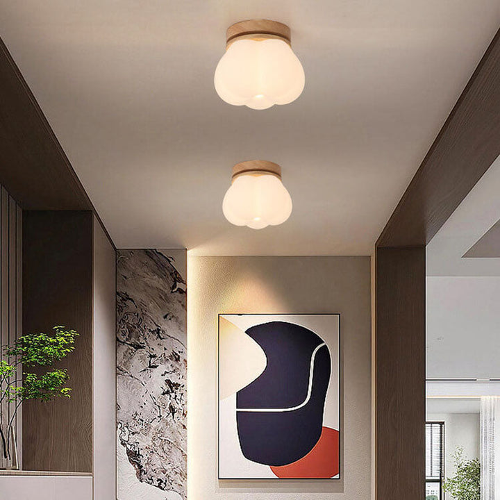 Moderne Creme Wolke Holz Rotomolding 1-Licht Deckenleuchte mit halber Einbauleuchte 
