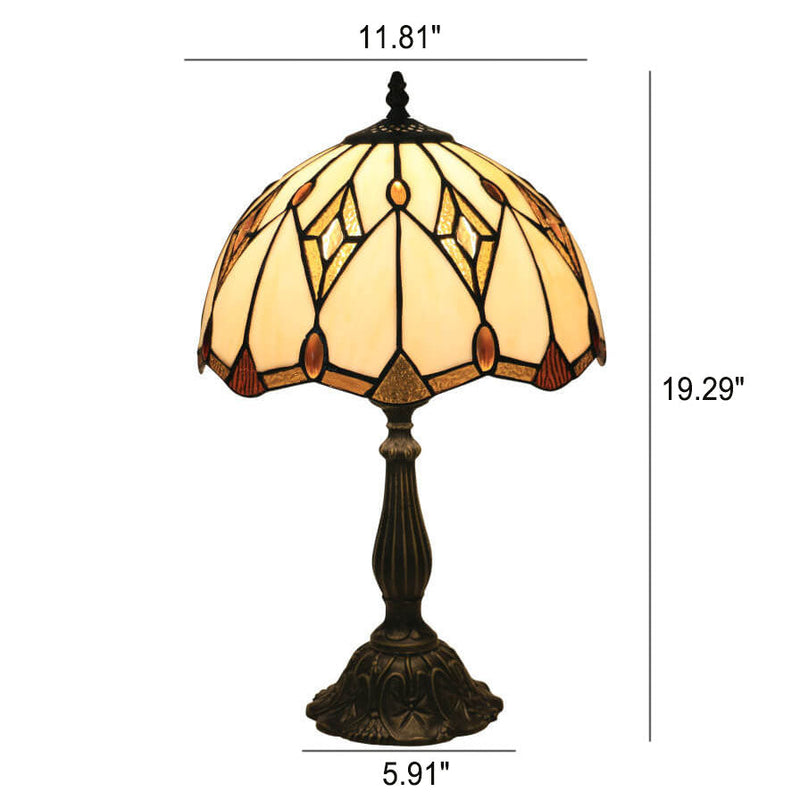 Lampe de Table à 1 Lumière en Verre Tiffany Baroque Gems Dome 