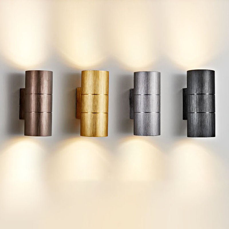 Modern Creative Cylindrical Brushed Aluminum LED Wall Sconce Lamp