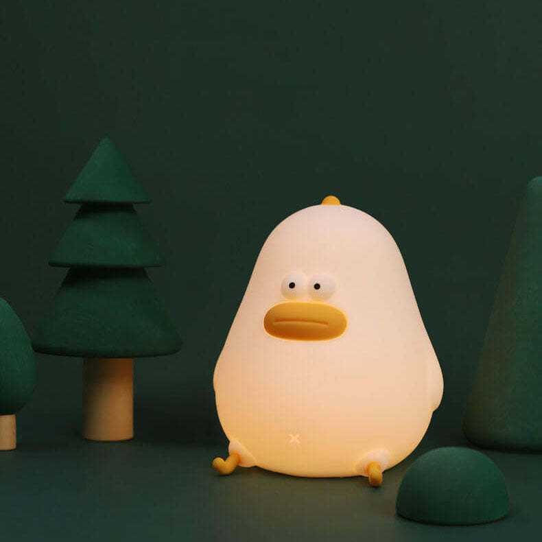 Lampe de table tactile LED en silicone en forme de petit poulet mignon et créatif 