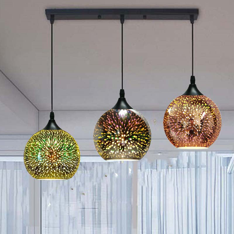 Modern Creative 3D Colorful Fireworks Glass Dome 2/3 Light Island Light Chandelier