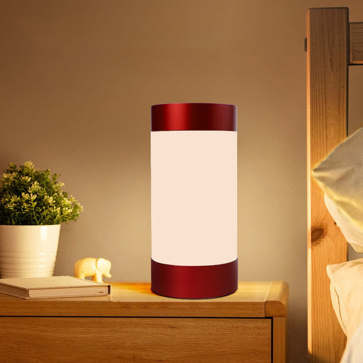 Moderne minimalistische zylindrische Aluminium-Acryl-USB-LED-Tischlampe 