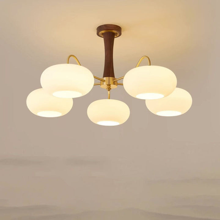 Cadre en laiton vintage traditionnel avec abat-jour en verre kaki, lustre à 3/5/8 lumières pour salon 