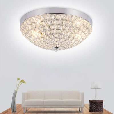 Modern Crystal Dome Design Round Decorative 2-Light Flush Mount Light