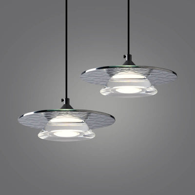 Moderne minimalistische konische Scheibe Aluminium Acryl Glas LED Pendelleuchte 