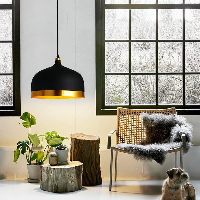 Lustre suspendu moderne en aluminium demi-rond à une lumière 