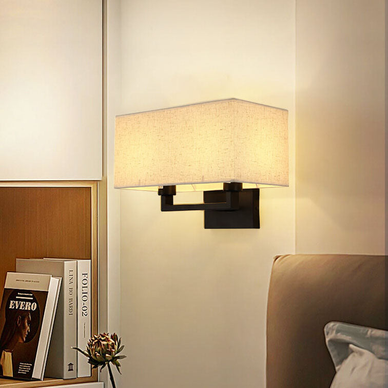 Moderne minimalistische einfarbige rechteckige Eisenstoff-Wandleuchte mit 1 Licht 