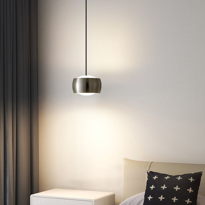 Modern Luxury Acrylic Iron Drum Round Copper LED Pendant Light for Living Room
