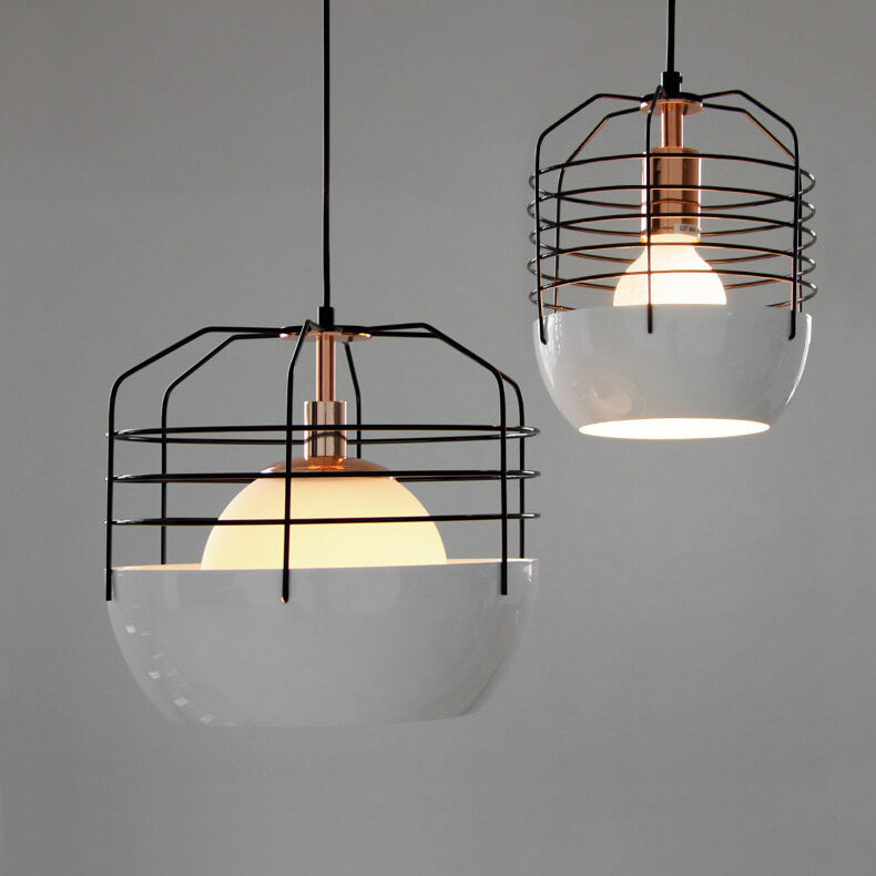 Industrial Iron Birdcage Design 1-Light Pendant Light