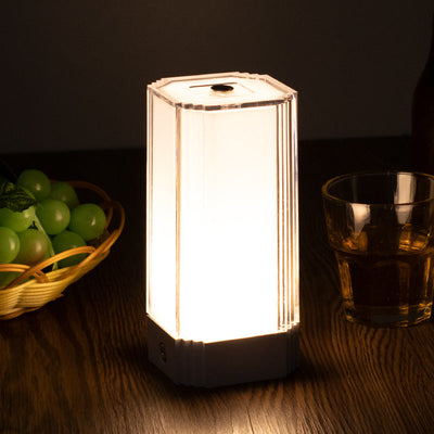 Modern Solid Color Rectangular Acrylic DC Rechargeable Night Light Table Lamp