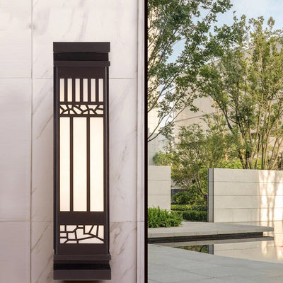 Moderne chinesische rechteckige LED-Wandleuchte aus chinesischem Marmorimitat im Freien 