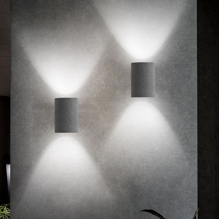 Contemporary Industrial Round Column Cement 1-Light Wall Sconce Lamp For Hallway