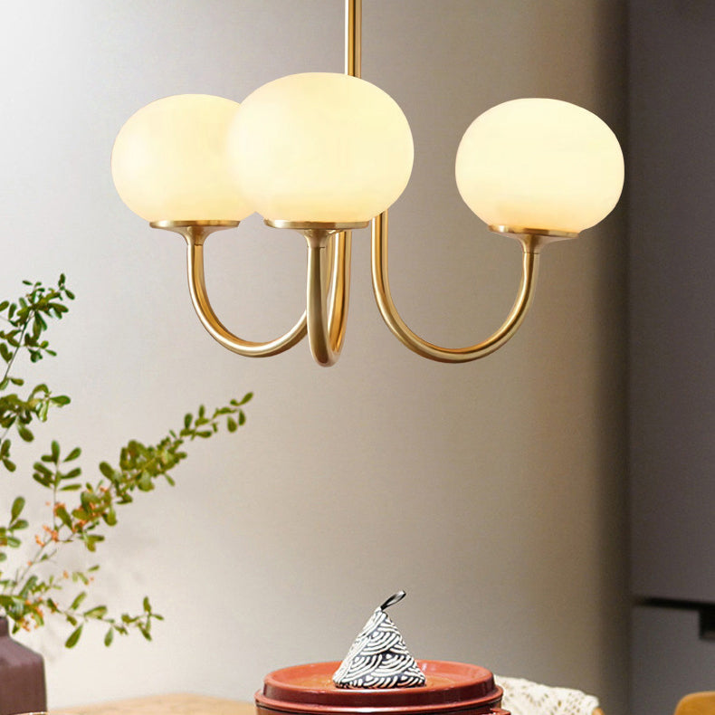 Moderne minimalistische ovale gebogene Stange Eisen Glas 3/5 Licht Kronleuchter für Wohnzimmer 