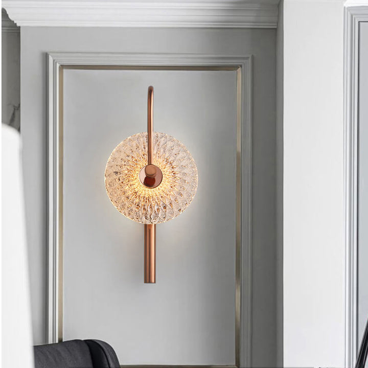 Moderne Luxus-Texturglas-Runde Gebogene Arm LED Wandleuchte 