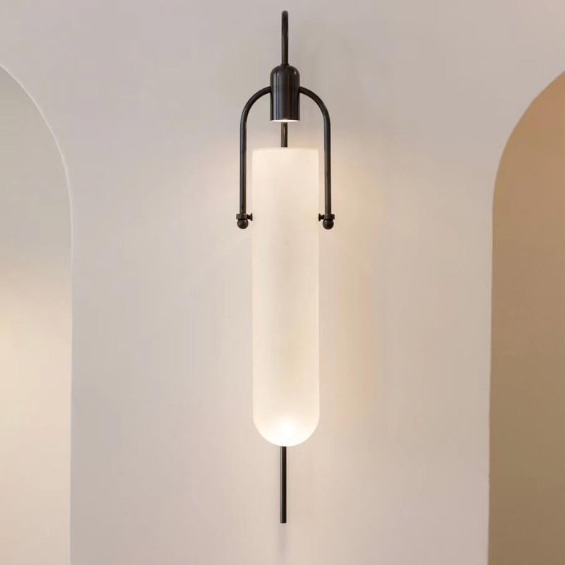Modern Wrought Iron Frosted Glass 1-Light Wall Sconce Lamp
