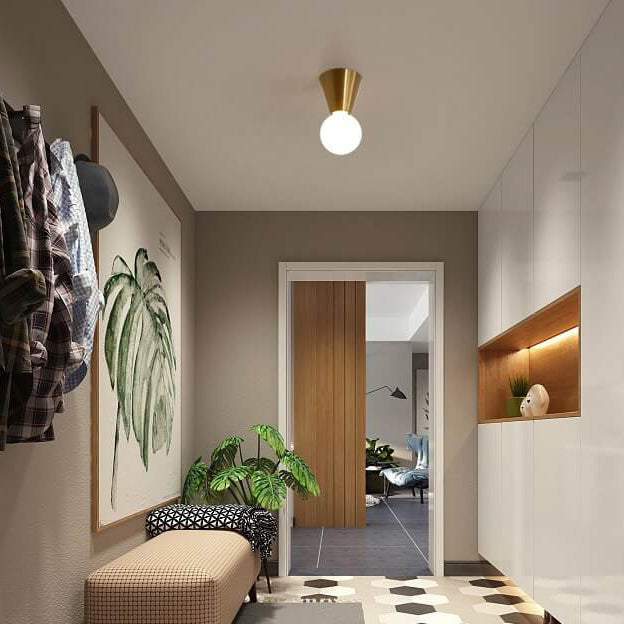 Nordic Minimalist Conical Design 1-Light Flush Mount Light