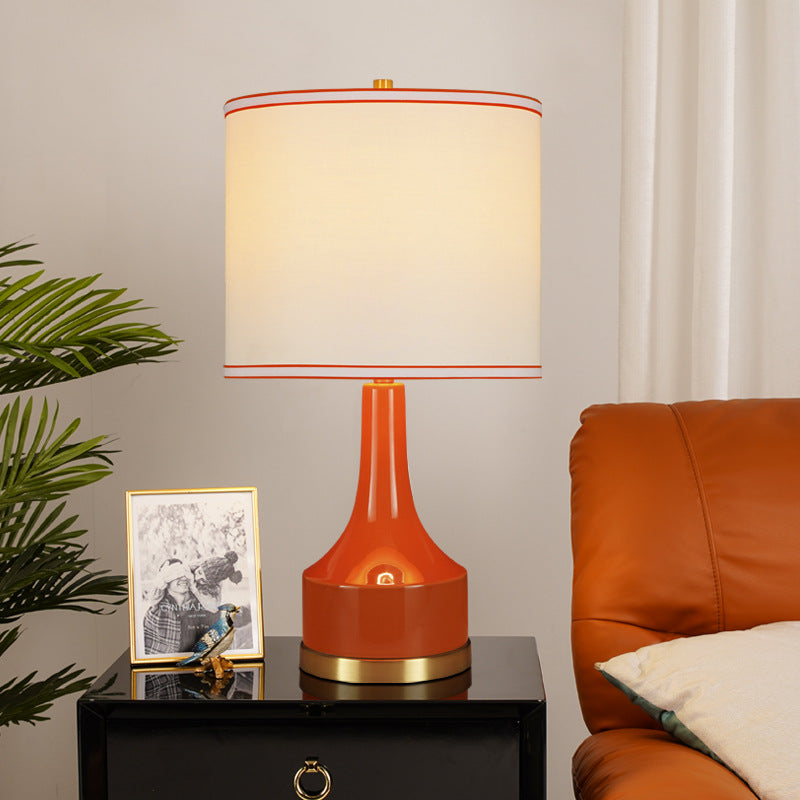 Modern Light Luxury Fabric Cylinder Water Drop Jar 1-Light Table Lamp