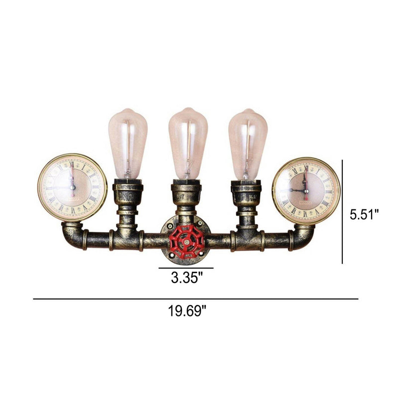 Industrielle Vintage-Eisen-Sanitär-Modellierung, 3-Licht-Wandleuchte