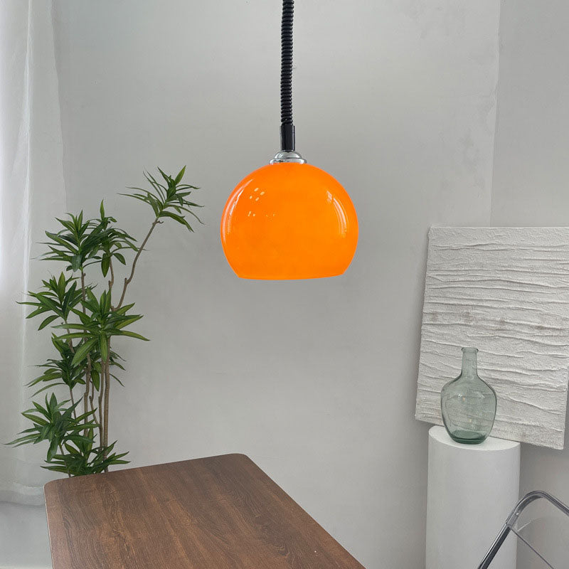 Modern Retro Round Head Retractable Glass 1-Light Pendant Light