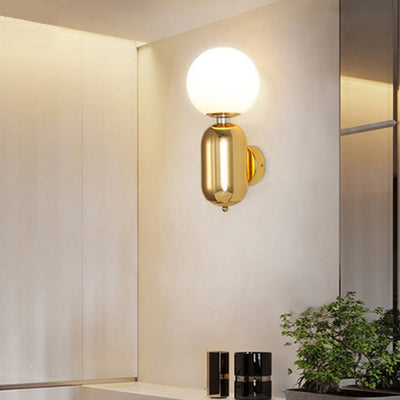 Nordic Creative Cylindrical Glass Orb 1-Light Wall Sconce Lamp