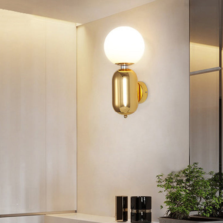 Nordic Creative Cylindrical Glass Orb 1-Light Wall Sconce Lamp